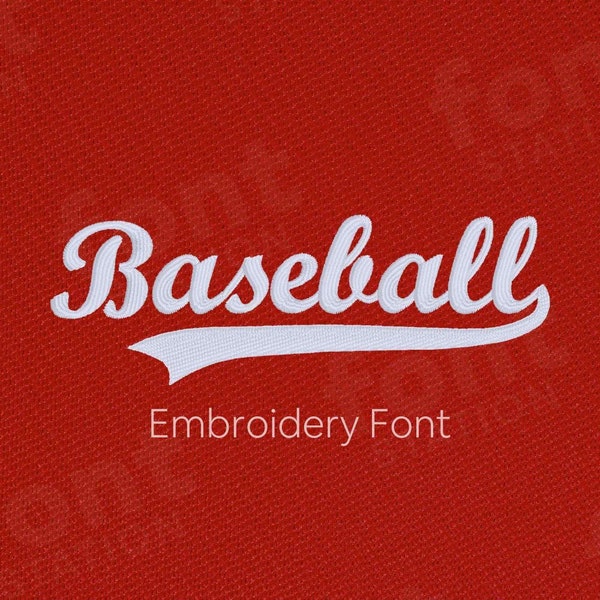 Baseball Embroidery Font - 5 Sizes - PES + 9 formats - Sport Jersey Letters - Machine Embroidery Alphabet - Instant Download Files