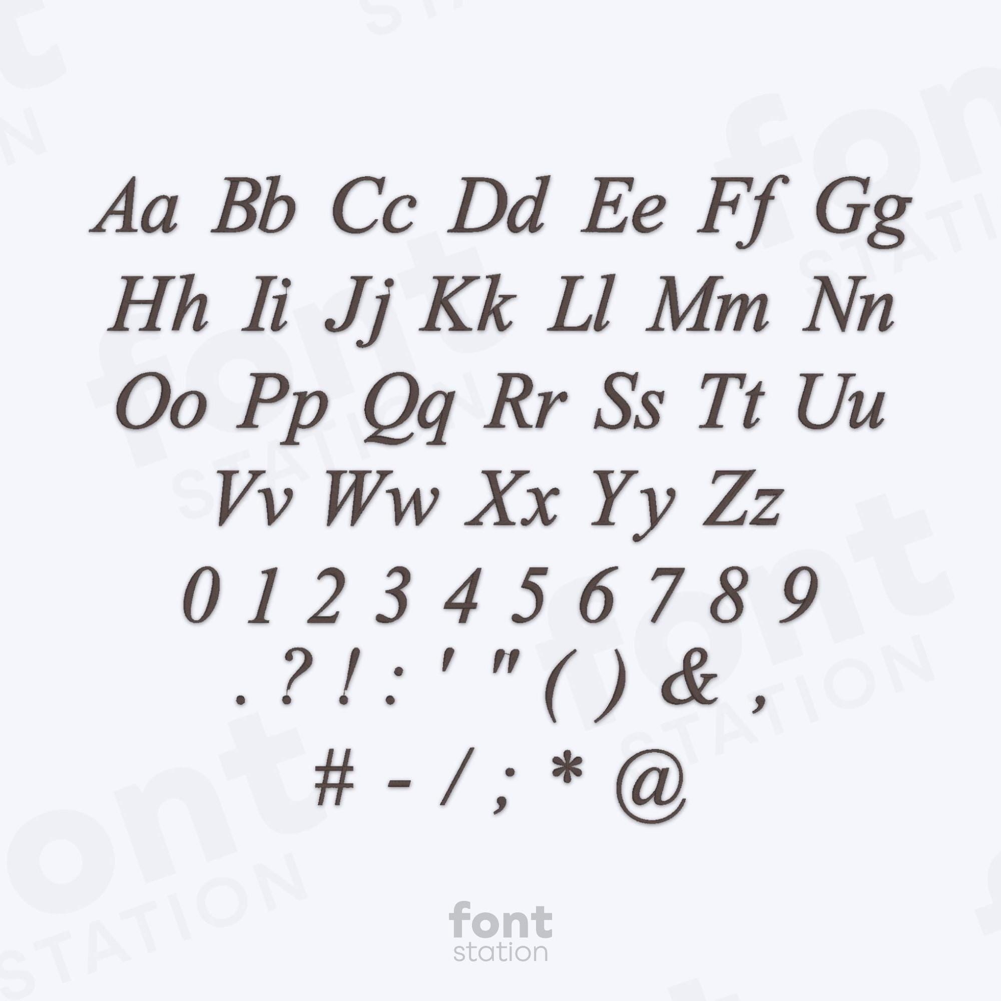Times Rome Leters Times Roman Italic Embroidery Font - Elegant Serif Letters - Classic ...