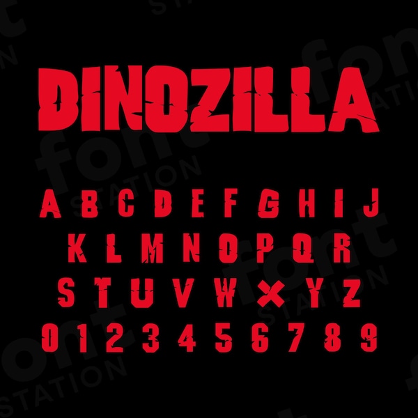 Dinozilla Font, Dinozilla SVG, Dinozilla Cricut Silhouette, High Quality, Instant Download