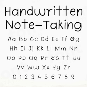 Fuente para tomar notas manuscritas - Planificador de escritura a mano ordenado - Fuente de notabilidad Goodnotes - Letras de notas de estudio, alfabeto - Archivos OTF SVG Png TTF