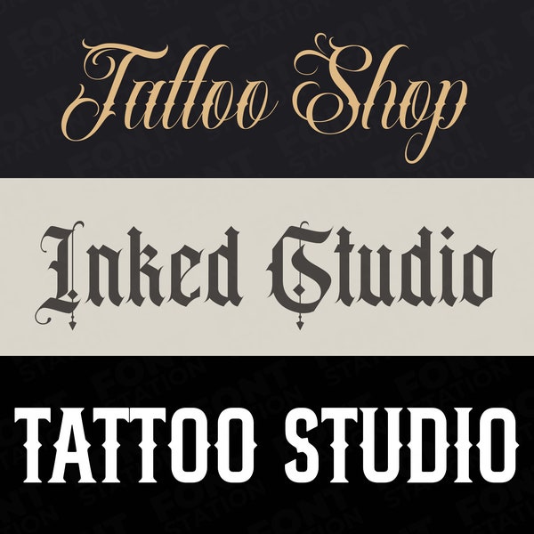 Tattoo Font Bundle - Ink Art SVG - Cricut Fonts Bundle - Tattooist Procreate Fonts, Letters, Alphabet - Installable TTF OTF Files - Download