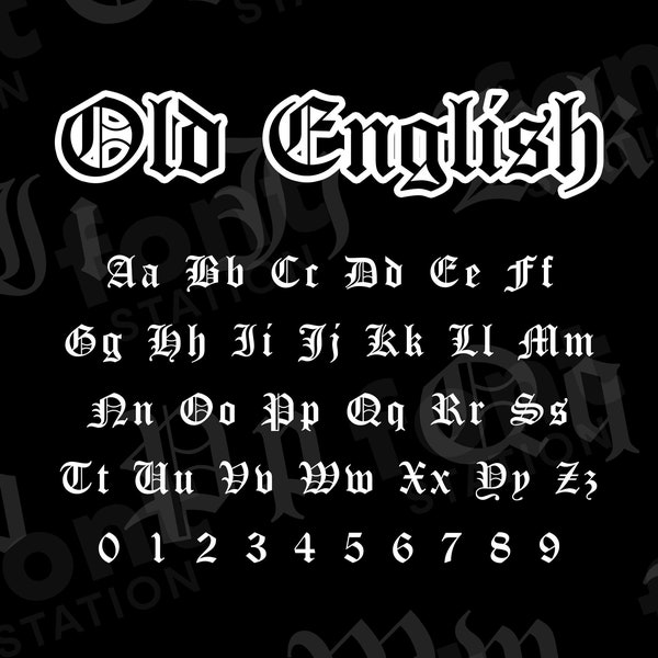 Old English Font - Old English SVG - Cricut Silhouette Font - Gothic Letters, Cursive Script Alphabet - Installable TTF OTF Files