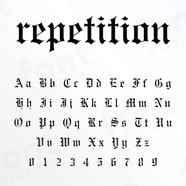 Repetition Font - Rock Music Album SVG - Cricut Silhouette Font - Partition Letters, Alphabet - Installable TTF OTF Files - Instant Download
