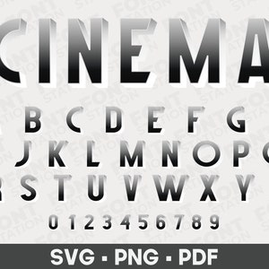Cinema Letters SVG, PNG, PDF Cinema Sublimation Text, Black White Alphabet, Letters & Numbers, Typography, Cricut Font Digital Files image 1