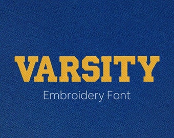 Varsity Embroidery Font - 7 Sizes - PES + 8 formats - Jacket Letters - Football, Sport Machine Embroidery Alphabet - Instant Download Files