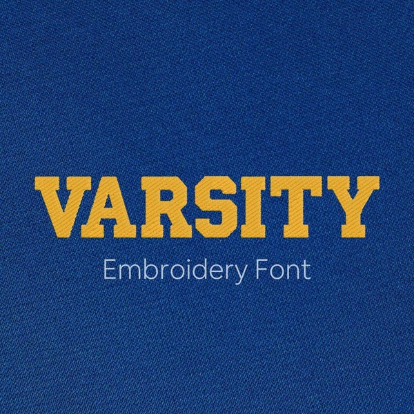 Varsity Embroidery Font - 7 Sizes - PES + 8 formats - Jacket Letters - Football, Sport Machine Embroidery Alphabet - Instant Download Files