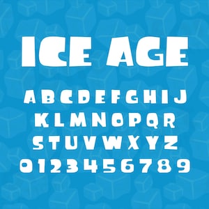 Police Ecriture Age de Glace, Alphabet Age de Glace, Fonctionne avec Cricut et Silhouette