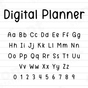 Fonte do planejador digital - Fonte fofa para anotações manuscritas - Fonte de notabilidade Goodnotes - Cartas de planejamento do aluno, alfabeto - Arquivos TTF OTF