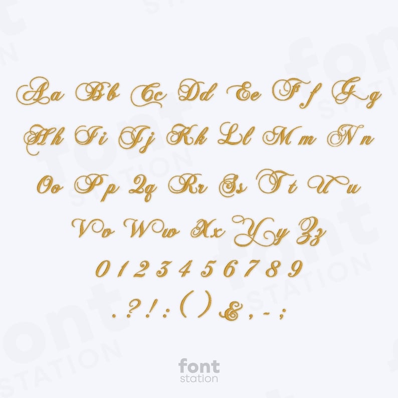 Champagne Embroidery Font - Calligraphy Letters - Elegant, Decorative ...