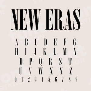 Fuente New Eras - Rock Music SVG - Letras para mostrar, alfabeto de periódico - Archivos TTF OTF - Descarga instantánea - Fuente para Canva, Cricut y más