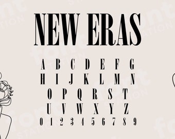 New Eras Font - Newspaper Style - Music Concert Display Letters, Alphabet - Installable TTF OTF Files - Instant Download