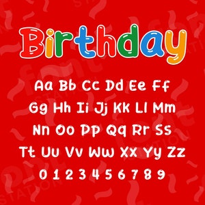 Fuente de fiesta de cumpleaños - SVG de cumpleaños - Fuente de silueta de Cricut - Letras redondeadas, Alfabeto de niños - Archivos TTF OTF instalables - Descarga instantánea
