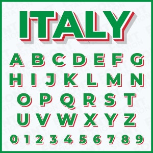 Italy Letters SVG, PNG - Italia Alphabet, Italy Football Team, Letters & Numbers, Italy Sublimation Text, Cricut - Digital Files