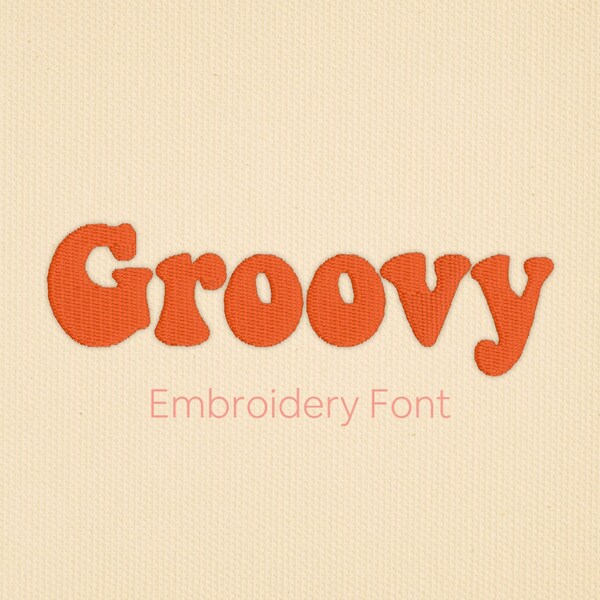 Groovy Embroidery Font - 4 Sizes - PES + 8 formats - Retro 60s 70s Letters - Machine Embroidery Alphabet - Instant Download Files