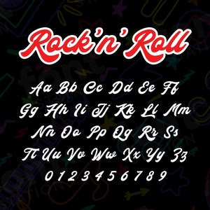 Rock n Roll Font - Música rock SVG - Cricut Silhouette Font - Letras de Hard Rock, Alfabeto de Rock Roll - Archivos TTF OTF instalables - Descargar