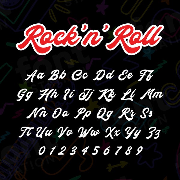 Rock n Roll Font - Rock music SVG - Cricut Silhouette Font - Hard Rock Letters, Rock Roll Alphabet - Installable TTF OTF Files - Download