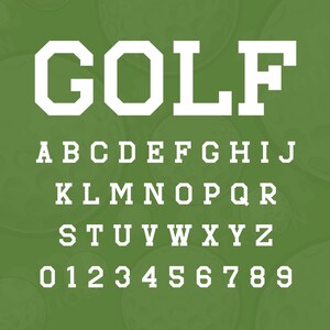 Fuente de golf - Fuente Varsity - Fuente Cricut Canva - Letras de golf, Alfabeto - Archivos SVG TTF OTF instalables - Descarga instantánea