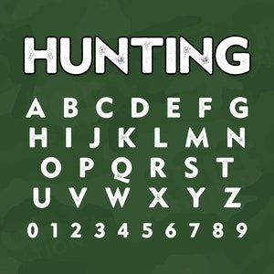 Police de caractère chasse - police sauvage - police camouflage - lettres vieillies modernes SVG, alphabet nature chasse - fichiers OTF TTF à installer