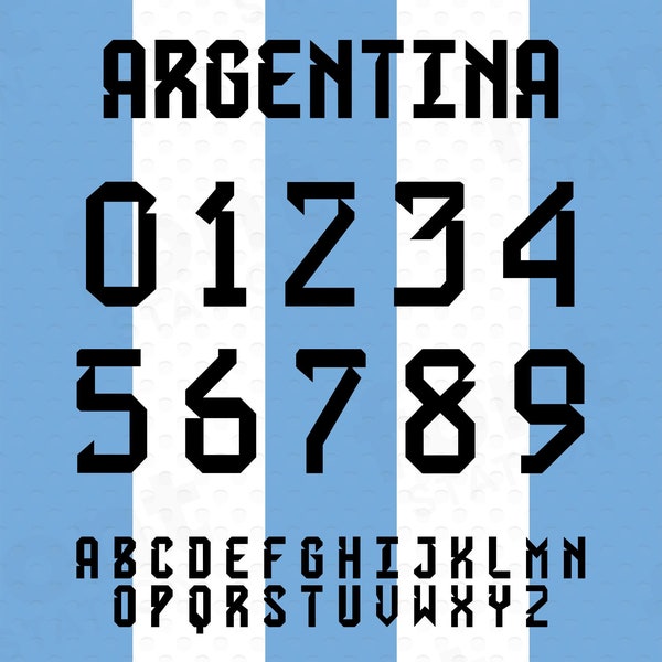 Argentina Soccer Font - Argentina Football Font - World Cup 2022 Football Shirt - Soccer Jersey - Letters, Numbers - svg png ttf otf files