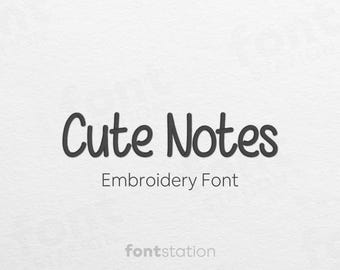 Cute Notes Embroidery Font - Handwritten Letters - Cute Machine Embroidery Alphabet - 9 Sizes - BX, PES + 9 formats