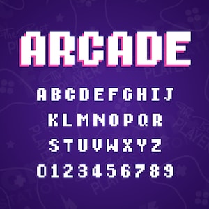 Arcade Font - 8 bit SVG - Cricut Silhouette Font - Video games Letters, Geek Alphabet - Installable TTF OTF Files - Instant Download