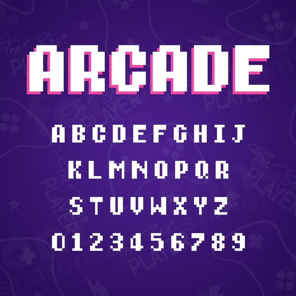 Arcade Font - 8 bit SVG - Cricut Silhouette Font - Video games Letters, Geek Alphabet - Installable TTF OTF Files - Instant Download