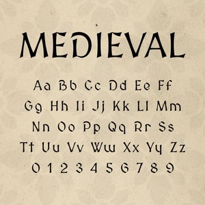 Carattere medievale - SVG medievale - Carattere Cricut Silhouette - Lettere del cavaliere, Alfabeto del castello - File TTF OTF installabili - Download istantaneo