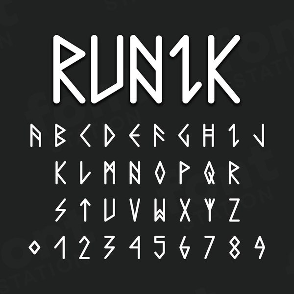 Runic Font - Runes SVG - Cricut Silhouette Font - Crypto Letters, Ancient Alphabet - Installable TTF OTF Files - Instant Download