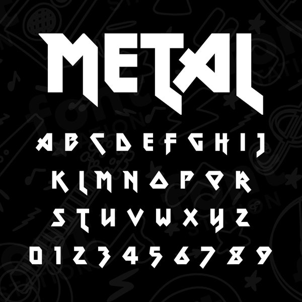 Metal Music Font - Rock Metal SVG - Cricut Silhouette Font - Rock Band Letters, Heavy Metal Alphabet - Installable TTF OTF Files - Download