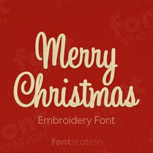 Fuente de bordado "Feliz Navidad" - 5 tamaños - BX, PES + 9 formatos - Letras cursivas y manuscritas - Alfabeto navideño para bordado a máquina