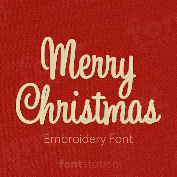 Merry Christmas Embroidery Font - 5 Sizes - BX, PES + 9 formats - Handwritten, Cursive Embroidery Letters - Xmas Machine Embroidery Alphabet