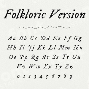 Fuente de versión folclórica - Estilo romántico escrito a mano - Letras vintage, alfabeto - Archivos TTF OTF instalables - Descarga instantánea