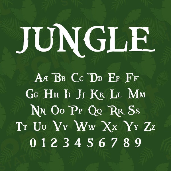 Jungle Font - Wild Jungle SVG - Cricut Silhouette Font - Nature Letters, Alphabet - Fichiers TTF OTF installables - Téléchargement instantané