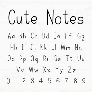 Cute Notes - Fonte manuscrita elegante - Goodnotes Notability Font - Student Digital Planner Letters, Alphabet Png - Arquivos TTF OTF instaláveis