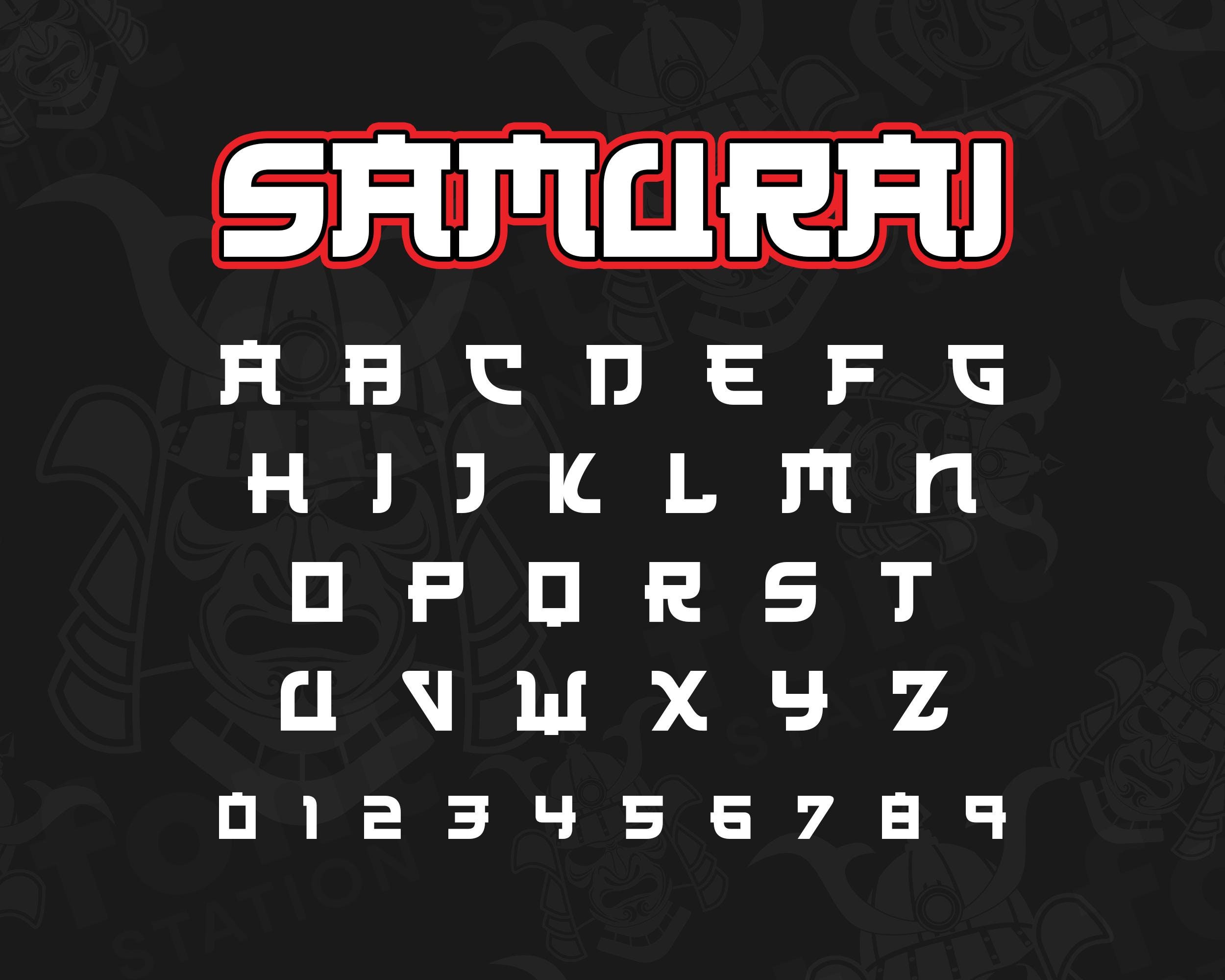 Samurai Font - Asian Font - Cricut Silhouette Font SVG - Samoerai Letters, Japan Alphabet - Installable TTF OTF Files - Download