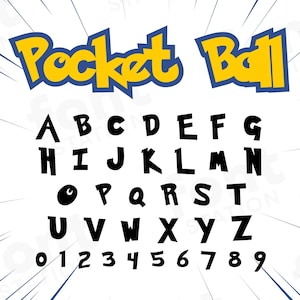 Pocket Ball Font - Poke Style - Cricut Silhouette Font - Playful Letters, Funny Alphabet - Installable TTF OTF Files - Instant Download