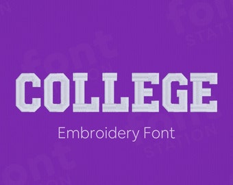 College Embroidery Font - 10 Sizes - PES + 9 formats - University Letters Set - Machine Embroidery Alphabet - Instant Download Files