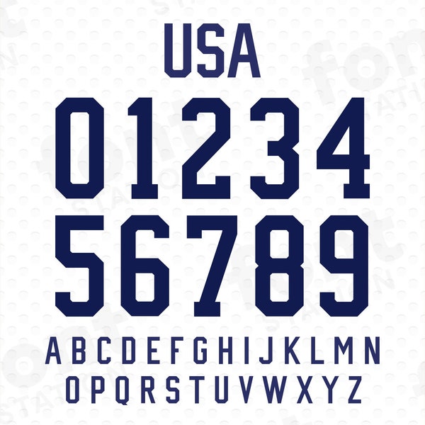 USA Soccer Font - US Football Font - World Cup 2022 Football Shirt, Soccer Jersey - Letters, Numbers - svg png ttf otf files