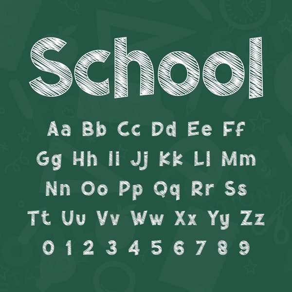 School Font - School SVG - Cricut Silhouette Playful Font - Teacher Letters, Chalk Alphabet - Installable TTF OTF Files - Instant Download