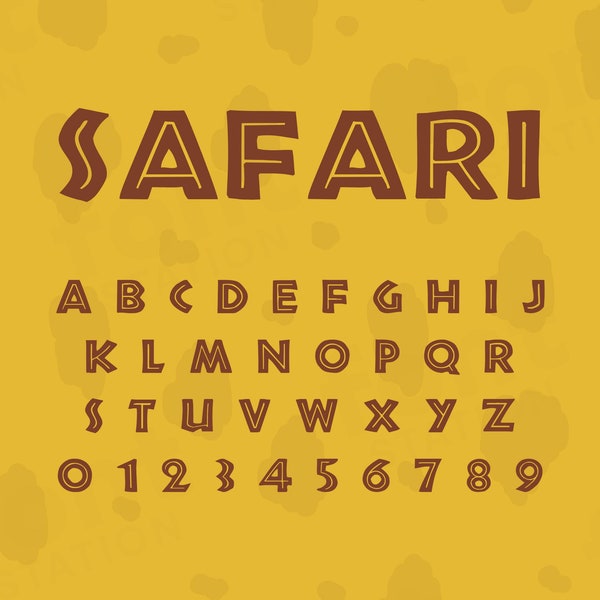 Safari Font - Safari SVG - Cricut Silhouette Font - Africa Letters, Animals Alphabet - Installable TTF OTF Files - Instant Download
