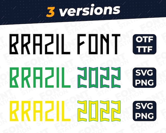 Brazilie voetbal lettertype Brazilie voetbal lettertype WK voetbalshirt voetbalshirt Letters cijfers svg png ttf otf bestanden Etsy Belgie