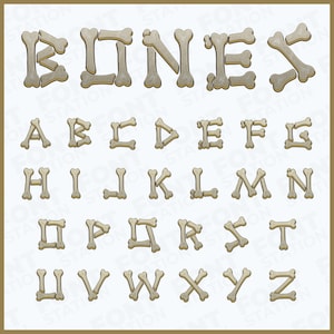 Bones Letters SVG, PNG - Skeleton Alphabet, Halloween Lettering, Skull Doodle Letters, Sublimation PNG, Cut Files, Clipart - Digital Files