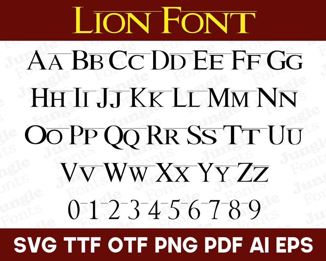 Lion Font Lion SVG Lion Cricut Silhouette High Quality Etsy
