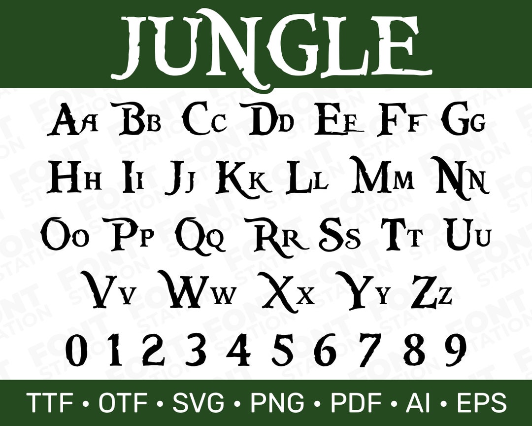 Jungle Font Wild Jungle SVG Cricut Silhouette Font Nature Letters