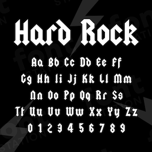 Hardrock-lettertype - hardrock SVG - zware muziekletters, gitaaralfabet - TTF OTF-bestanden - direct downloaden - lettertype voor Canva, Cricut en meer