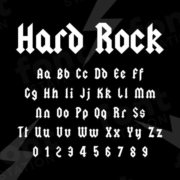Hard Rock Font - Hard Rock SVG - Cricut Silhouette Font - Heavy Music Letters, Guitar Alphabet - Installable TTF OTF Files Instant Download