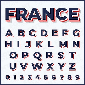 Frankrijk Letters SVG, PNG - Frans voetbal, Rugby, Fete Nationale Alfabet, Letters & cijfers, sublimatietekst, Cricut - Digitale bestanden