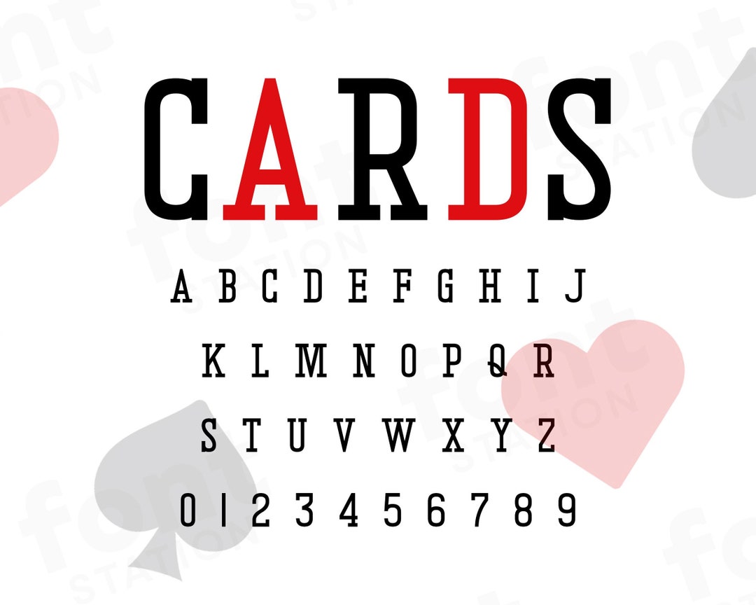 Cards Font Playing Cards SVG Cricut Silhouette Font Poker Letters, Game