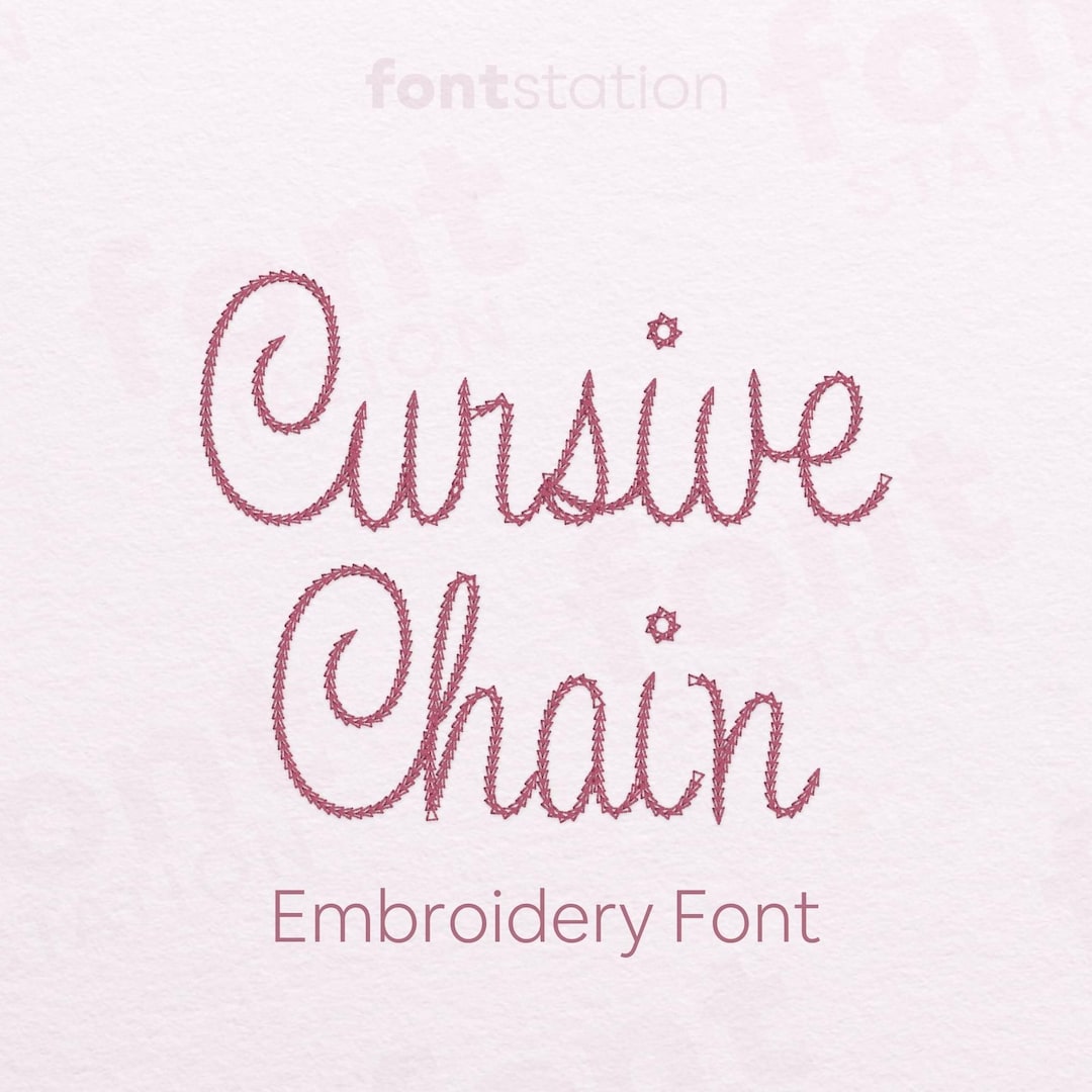 Cursive Chain Stitch Embroidery Font - Hand Stitch Letters - Chain ...
