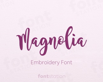 Fuente de bordado Magnolia Sky - Letras de escritura bordadas - Alfabeto cursivo para bordado a máquina - 9 tamaños - BX, PES + 9 formatos